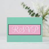 ウェディングRSVP Seafoam Green Pink White 出欠カード (スタンド正面)