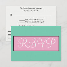 ウェディングRSVP Seafoam Green Pink White