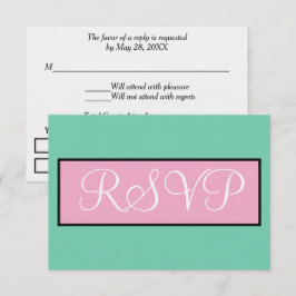 ウェディングRSVP Seafoam Green Pink White 出欠カード