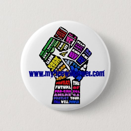 ウェブサイトが付いている勝利ボタン 缶バッジ (正面)