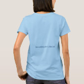 ウェブサイトの背部が付いている女性の空色 Tシャツ (裏面)