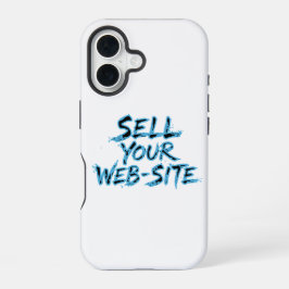 ウェブサイトを売り出せ ダークブルーのディストレス風タイポグラフィ iPhone 16ケース