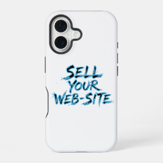 ウェブサイトを売り出せ ダークブルーのディストレス風タイポグラフィ iPhone 16ケース