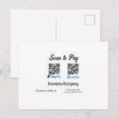 ウェブサイトを追加して支払うQRコードPayPal Venmo ポストカード (正面/裏面)