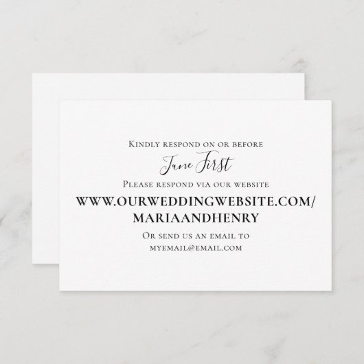 ウェブサイトシンプルテンプレートを介したミニマルな対応 出欠カード (正面/裏面)