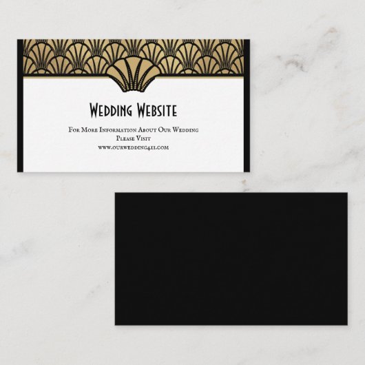 ウェブサイト情報黒の金ゴールドを結婚するアールデコ 名刺 (正面/裏面)