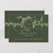 ウェブサイト | Green Eucalyptus Monogram 結婚's 出欠カード (正面/裏面)
