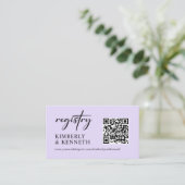 ウェブサイトQRコードレジストリパープルラベンダー結婚ズ エンクロージャーカード (スタンド正面)