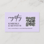 ウェブサイトQRコードレジストリパープルラベンダー結婚ズ エンクロージャーカード (正面)