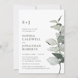 ウェブサイトRSVP Eucalyptus Monogram 結婚's 招待状