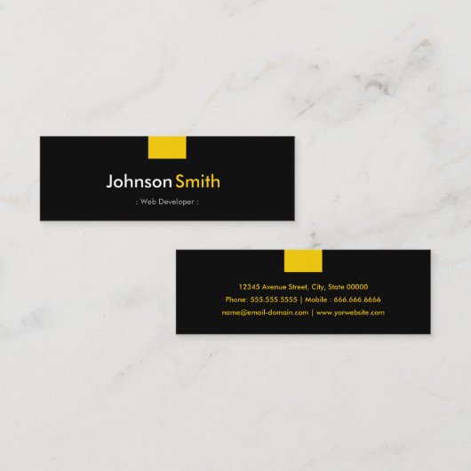 ウェブデベロッパー - アンバーイエローコンパクト スキニー名刺 (正面/裏面)