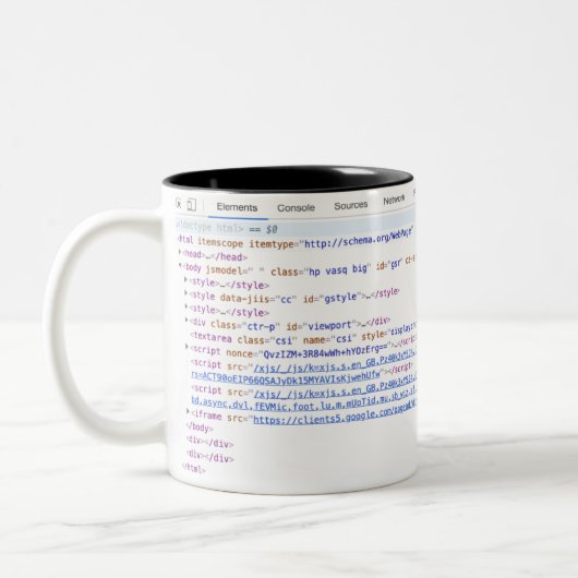 ウェブ開発者のために要素のコーヒー・マグを点検して下さい ツートーンマグカップ (左)