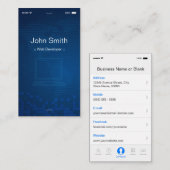 ウェブ開発者 - Apple iOS カスタマイズ可能なフラットデザイン 名刺 (正面/裏面)