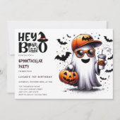 ウェブ | ゴースト バット | ハロウィン 誕生日 招待状 (正面)