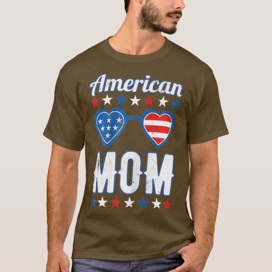 ウェメンズアメリカンママ7月4日アメリカンマザーズ Tシャツ (正面)
