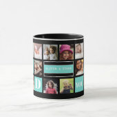 ウェラブパパ16ファミリーフォトコラージュティール（緑がかった色）ブラック マグカップ (中央)
