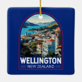 ウェリントンニュージーランドトラベルアートヴィンテージ セラミックオーナメント (裏面)