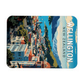 ウェリントンニュージーランドトラベルアートヴィンテージ マグネット (横)