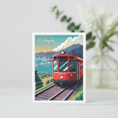 ウェリントンニュージーランドヴィンテージ旅行イラストレーション ポストカード (スタンド正面)