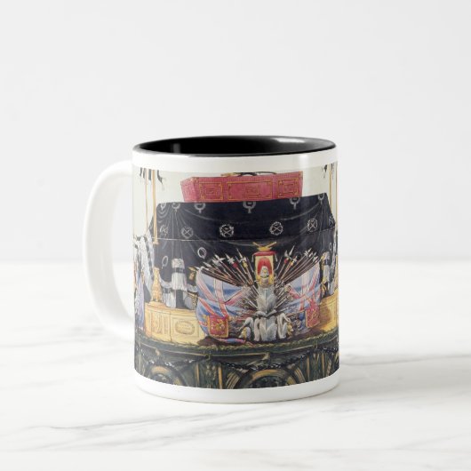 ウェリントン1853年の公爵の葬儀の車 ツートーンマグカップ (正面左)