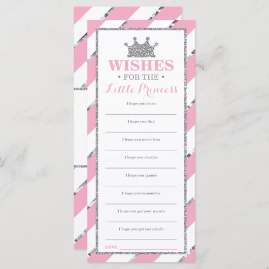 ウェルウィッシュカード、プリンセスベビーシャワーフェイクシルバー (正面/裏面)