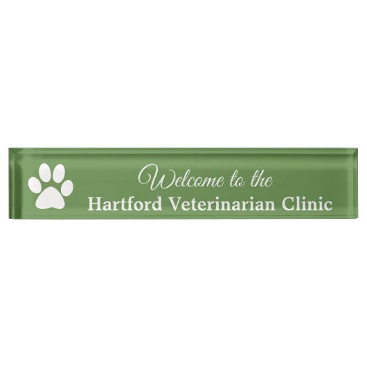 ウェルカパーソナライズされたム獣医ネームプレートサイン デスクネームプレート (正面)