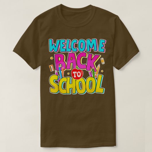 ウェルカムおもしろい新学期T学校初日 Tシャツ (デザイン正面)