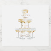 ウェルカムきらめくワインタワー名前をカスタムする結婚ズ スパークリングワインラベル (シングルラベル)