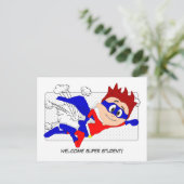 ウェルカムすごいドスタージボーイ葉書新学期 ポストカード (スタンド正面)