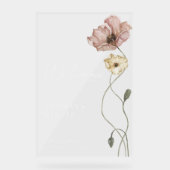 ウェルカムアイスランドウォーターカラーアイスランドポピーの花 アクリルサイン (正面)