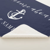 ウェルカムアウ航海のトいかりボート名ネイビーブルー シェルパブランケット (3/4)