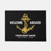 ウェルカムアウ航海のト黒船金ゴールドボート名 ドアマット (正面)