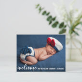 ウェルカムアナウンスメントモダン新生児W 案内ポストカード (スタンド正面)