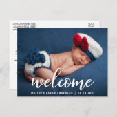ウェルカムアナウンスメント新生児 モダン 案内ポストカード (正面/裏面)
