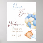 ウェルカムアニマルズベアーパステルボーイ1st誕生日パーティー ポスター (正面)