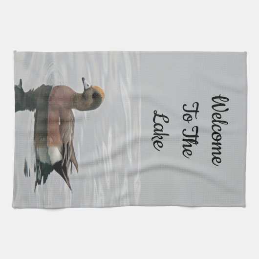 ウェルカムアヒル写真ウィゲオンカームウォーターレイクハウス キッチンタオル (横)