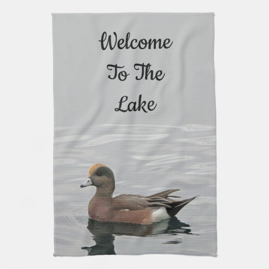 ウェルカムアヒル写真ウィゲオンカームウォーターレイクハウス キッチンタオル (縦)