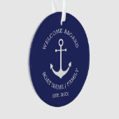 ウェルカムアボードネイビーブルーカスタムいかり オーナメント (正面)