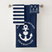 ウェルカムアボードハートいかりネイビーホワイトストライプズ バスタオルセット (インサイチュ)