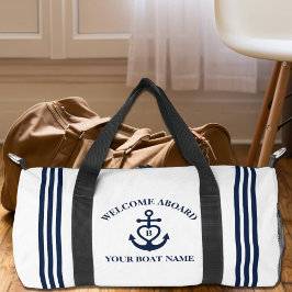 ウェルカムアボードハートいかりボート名モノグラム ダッフルバッグ