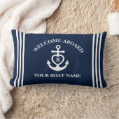 ウェルカムアボードハートいかりボート名モノグラム ランバークッション (ブランケット)