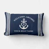 ウェルカムアボードハートいかりボート名モノグラム ランバークッション (正面)