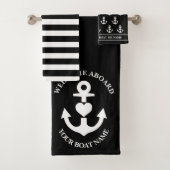 ウェルカムアボードハートいかり白黒ストライプ バスタオルセット (インサイチュ)