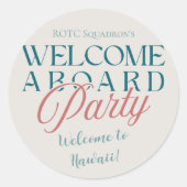 ウェルカムアボードパーティーモダン-軍隊キックオフ ラウンドシール (正面)