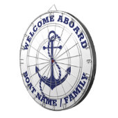 ウェルカムアボードホワイトブルー航海のいかりカスタム ダーツボード (正面右)