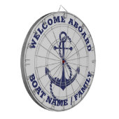 ウェルカムアボードホワイトブルー航海のいかりカスタム ダーツボード (正面左)
