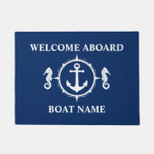 ウェルカムアボードボートネームシーホース航海のいかり ドアマット (正面)