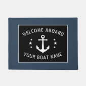 ウェルカムアボードボートネームヴィンテージいかりスター ドアマット (正面)