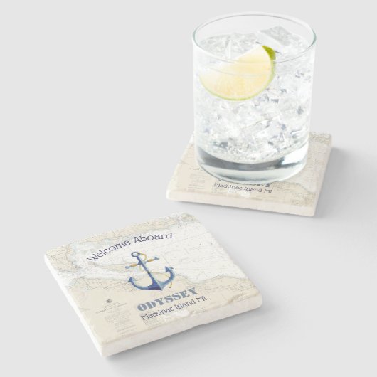 ウェルカムアボード🌊マッキナックアイランドミシガン ストーンコースター (横)