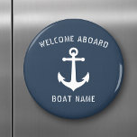 ウェルカムアボードヴィンテージ航海のいかりボート名 マグネット<br><div class="desc">ラウンドスタイリッシュ冷凍機のマグネット「ウェルカムアボード」、お使いの船の名前または他の文字と白い海グレーのヴィンテージ船のいかりを持つパーソナライズされたグレーのまたはデコに合わせて背景色を選択。贈り素晴らし物ユニーク。</div>